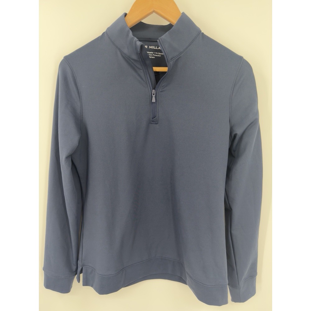 Peter Millar Womens Sz M Navy Quarter 1/4 Zip UPF 50 LOGO Golf Sun Tennis